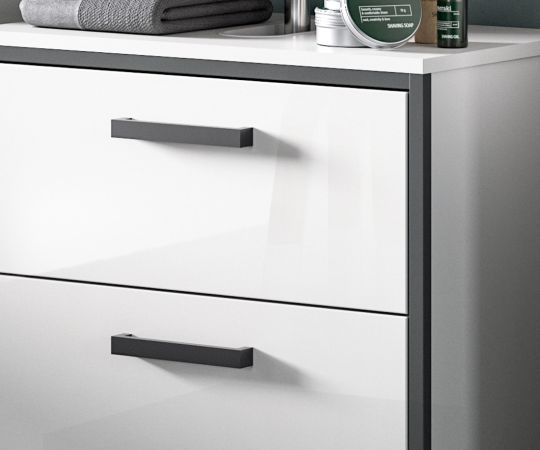 Badm�bel Set 4-teilig Telly in wei� Hochglanz und grau Badkombination 170 x 190 cm