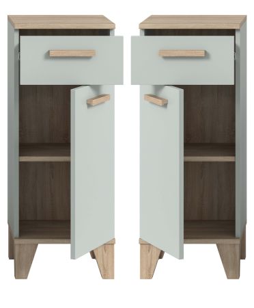 Badezimmer Kommode Luna in gr�n und Eiche Badkommode skandinavisch 34 x 87 cm