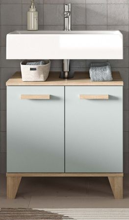 Waschbeckenunterschrank Luna in gr�n und Eiche Badezimmer Unterschrank skandinavisch 60 cm