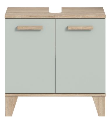 Waschbeckenunterschrank Luna in gr�n und Eiche Badezimmer Unterschrank skandinavisch 60 cm