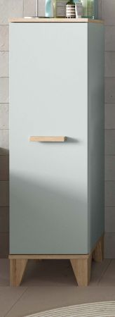Badezimmer Midischrank Luna in gr�n und Eiche Bad Kommode skandinavisch 34 x 116 cm