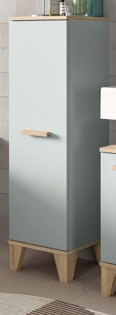 Badezimmer Midischrank Luna in gr�n und Eiche Bad Kommode skandinavisch 34 x 116 cm