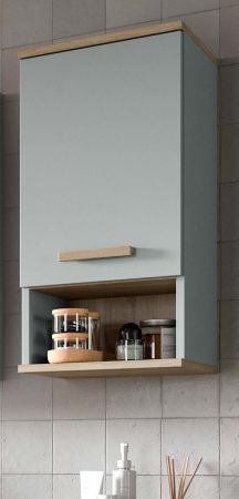 Badezimmer H�ngeschrank Luna in gr�n und Eiche Badschrank skandinavisch 34 x 68 cm