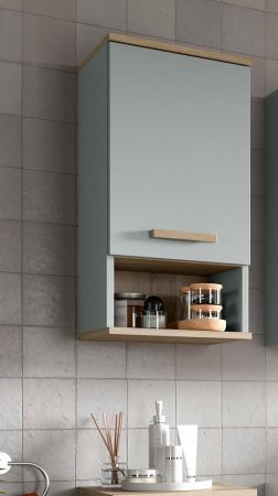 Badezimmer H�ngeschrank Luna in gr�n und Eiche Badschrank skandinavisch 34 x 68 cm