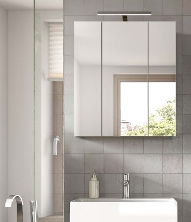 Badezimmer Spiegelschrank Luna in gr�n Badschrank skandinavisch 3-t�rig 60 x 68 cm