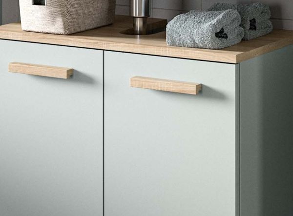 Badm�bel Set 5-teilig Luna in gr�n und Eiche Badkombination skandinavisch 158 x 190 cm