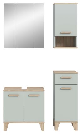 Badm�bel Set 4-teilig Luna in gr�n und Eiche Badkombination skandinavisch 109 x 190 cm