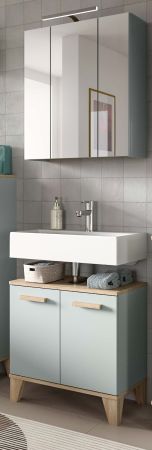 Badm�bel Set 2-teilig Luna in gr�n und Eiche Badkombination skandinavisch 60 x 190 cm