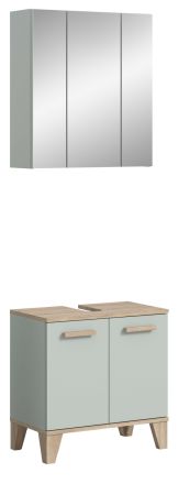 Badm�bel Set 2-teilig Luna in gr�n und Eiche Badkombination skandinavisch 60 x 190 cm