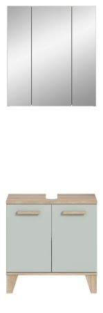 Badm�bel Set 2-teilig Luna in gr�n und Eiche Badkombination skandinavisch 60 x 190 cm