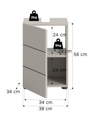 Waschbeckenunterschrank Larik in Kaschmir Badezimmer Unterschrank 38 x 56 cm