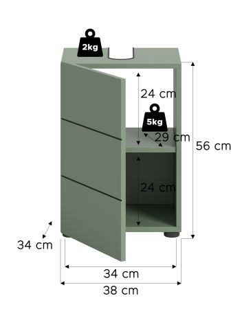Waschbeckenunterschrank Larik in gr�n Badezimmer Unterschrank 38 x 56 cm