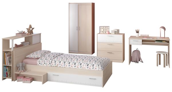 Parisot Kinder- und Jugendzimmer Set 5-teilig Charly8 in Akazie und wei�