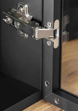 Wohnwand Statement in Evoke Eiche und schwarz Schrankwand 280 x 180 cm, inkl. LED, Push-to-Open