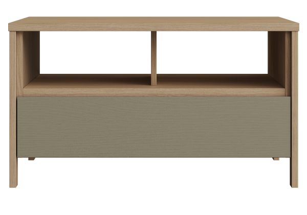 Couchtisch Finnes in Salbei und Eiche Beistelltisch skandinavisch 80 x 60 cm, Soft-Close