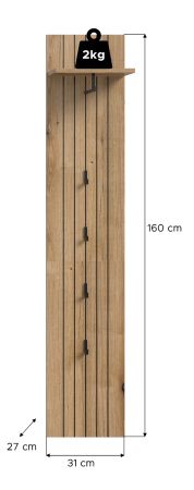 Garderobenpaneel Loreno in Evoke Eiche Wandgarderobe 31 x 160 cm