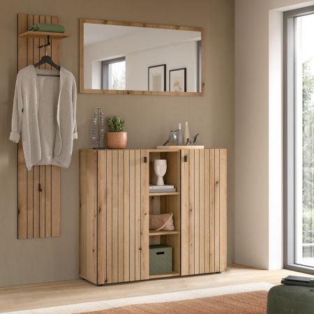 Garderobe Set 3-teilig Loreno in Evoke Eiche 152 x 192 cm