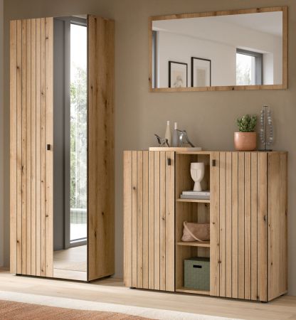 Garderobe Set 3-teilig Loreno in Evoke Eiche 191 x 192 cm
