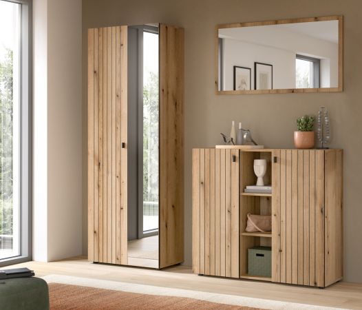 Garderobe Set 3-teilig Loreno in Evoke Eiche 191 x 192 cm
