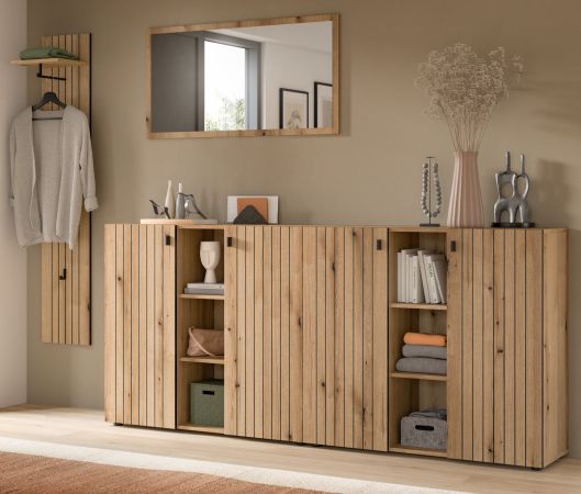 Garderobe Set 4-teilig Loreno in Evoke Eiche 258 x 192 cm