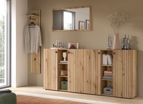 Garderobe Set 4-teilig Loreno in Evoke Eiche 258 x 192 cm