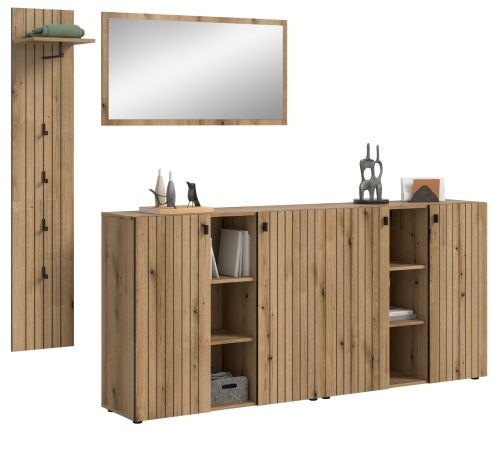 Garderobe Set 4-teilig Loreno in Evoke Eiche 258 x 192 cm