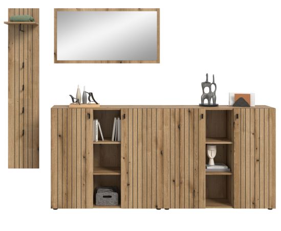 Garderobe Set 4-teilig Loreno in Evoke Eiche 258 x 192 cm