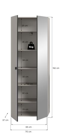 Garderobenschrank Loreno in Kaschmir Schuhschrank 70 x 192 cm, variable Inneneinteilung
