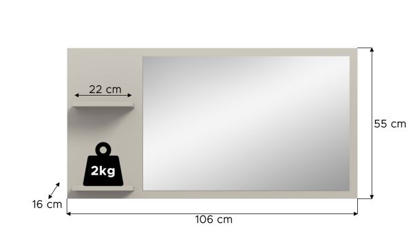 Garderobenspiegel Loreno in Kaschmir Wandspiegel mit Ablage 106 x 55 cm