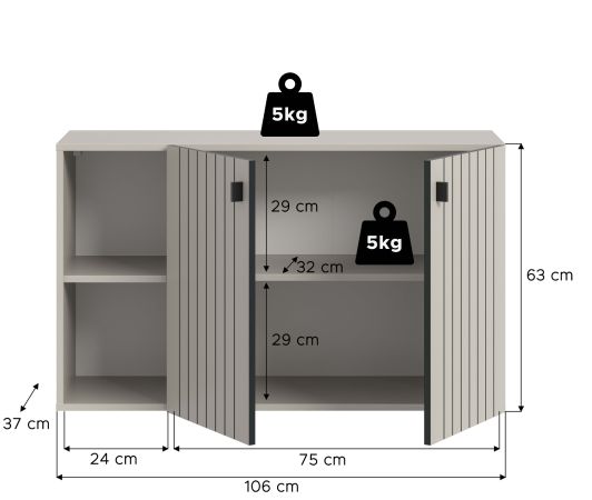 Flurkommode Loreno in Kaschmir Schuhschrank h�ngend 106 x 63 cm