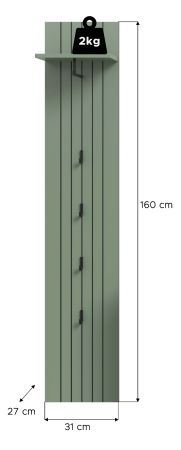 Garderobenpaneel Loreno in gr�n Wandgarderobe 31 x 160 cm