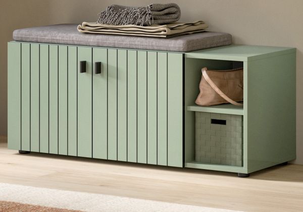 Garderobe Sitzbank Loreno in gr�n Garderobenbank 106 cm