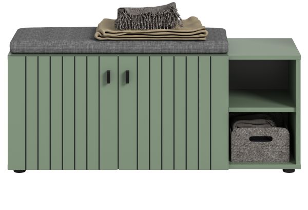 Garderobe Sitzbank Loreno in gr�n Garderobenbank 106 cm