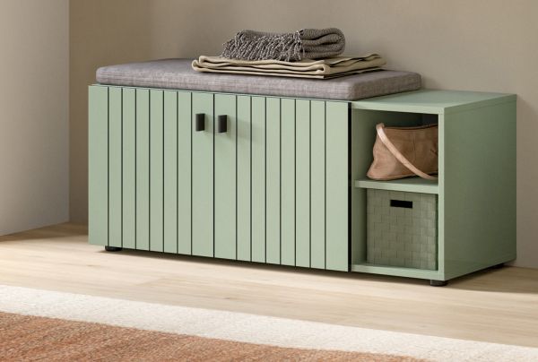 Garderobe Sitzbank Loreno in gr�n Garderobenbank 106 cm