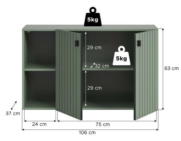 Flurkommode Loreno in gr�n Schuhschrank h�ngend 106 x 63 cm