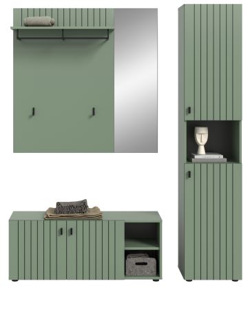 Garderobe Set 3-teilig Loreno in gr�n 161 x 192 cm
