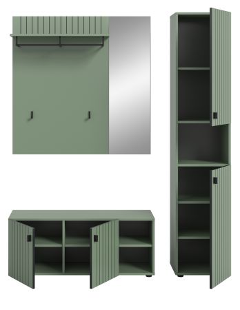 Garderobe Set 3-teilig Loreno in gr�n 161 x 192 cm