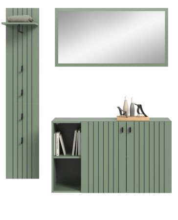 Garderobe Set 3-teilig Loreno in gr�n 152 x 192 cm