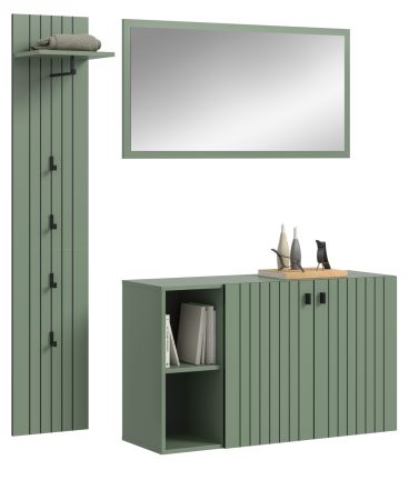 Garderobe Set 3-teilig Loreno in gr�n 152 x 192 cm