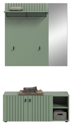 Garderobe Set 2-teilig Loreno in gr�n 106 x 192 cm
