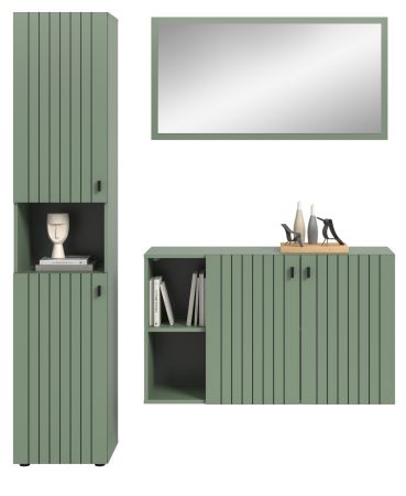 Garderobe Set 3-teilig Loreno in gr�n 161 x 192 cm