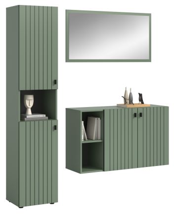 Garderobe Set 3-teilig Loreno in gr�n 161 x 192 cm
