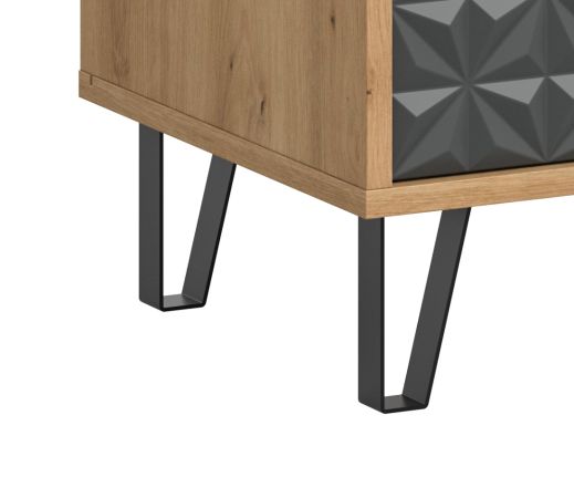 Sideboard Relief in grau und Artisan Eiche Kommode mit 3-D Struktur 169 x 76 cm