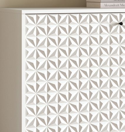 TV-Lowboard Relief in wei� Hochglanz TV Unterteil mit 3-D Struktur 164 x 56 cm