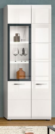 Vitrine Cover in wei� Hochglanz Vitrinenschrank 60 x 160 cm