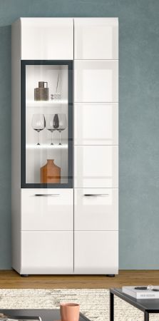 Vitrine Cover in wei� Hochglanz Vitrinenschrank 60 x 160 cm