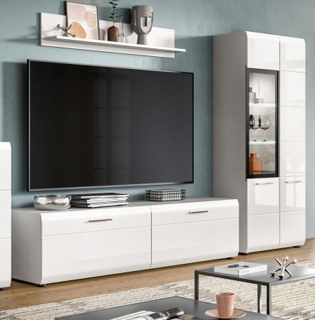 Vitrine Cover in wei� Hochglanz Vitrinenschrank 60 x 160 cm