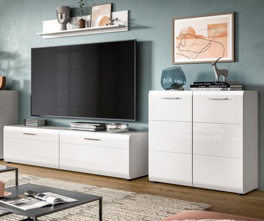 Kommode Cover in wei� Hochglanz Sideboard 80 x 81 cm