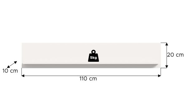 Wandboard Cover in wei� Wandregal 110 x 20 cm