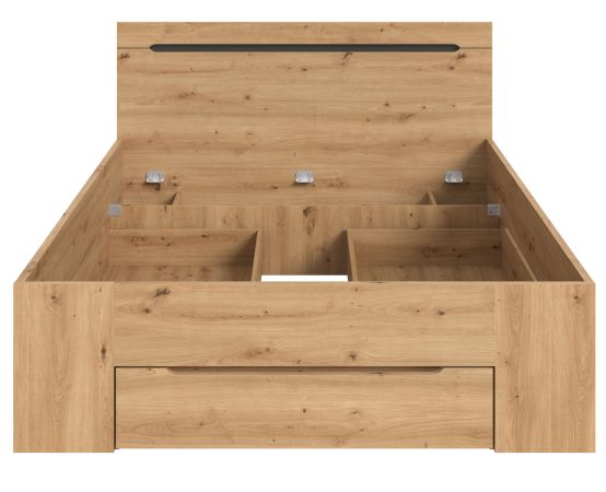 Bett Cooper in Artisan Eiche und grau Stauraumbett mit 3 x Bettschubkasten Liegefl�che 140 x 200 cm